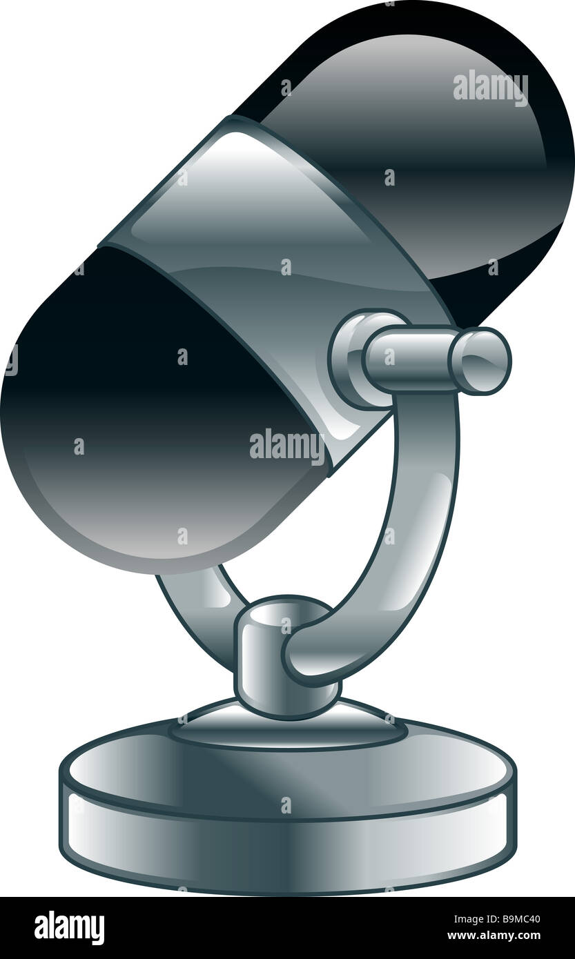 Eine Abbildung oder ein Symbol eines glänzenden alten altmodischen Mikrofons Stockfoto