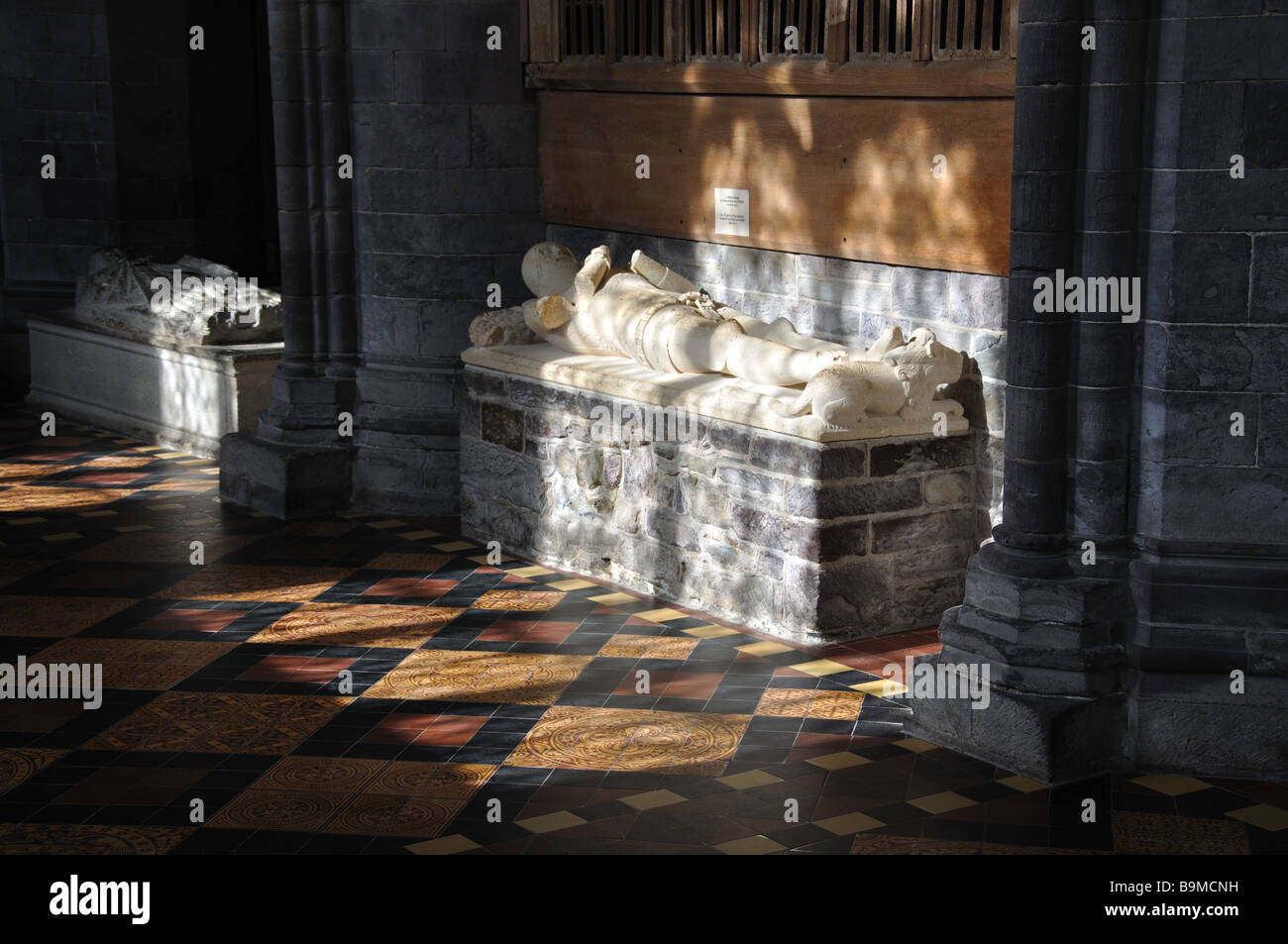 Krypta und gefliesten Böden St Davids Cathedral Stockfoto