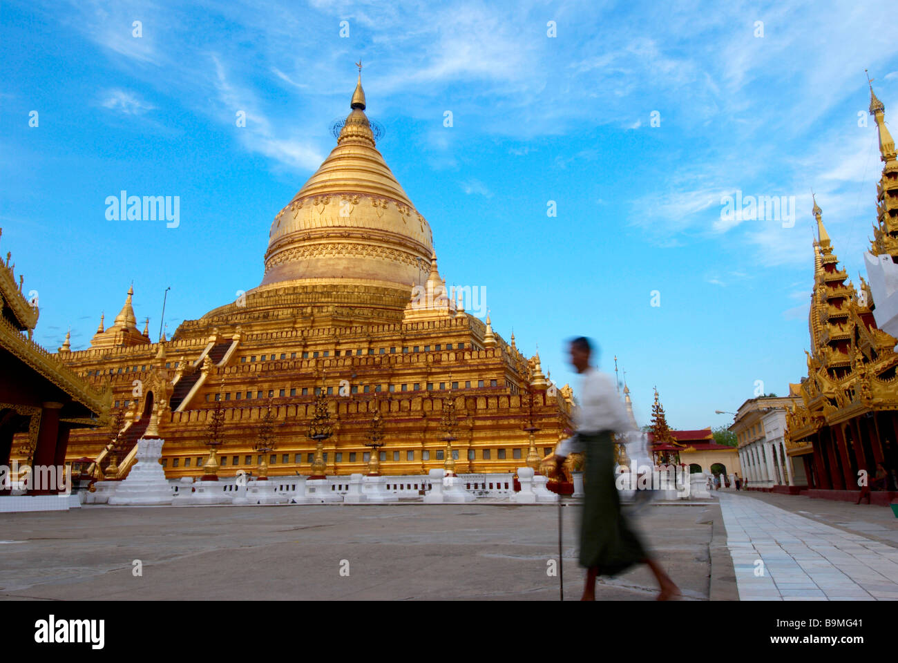 Goldene Tempel Chedi Stupa bagan Stockfoto