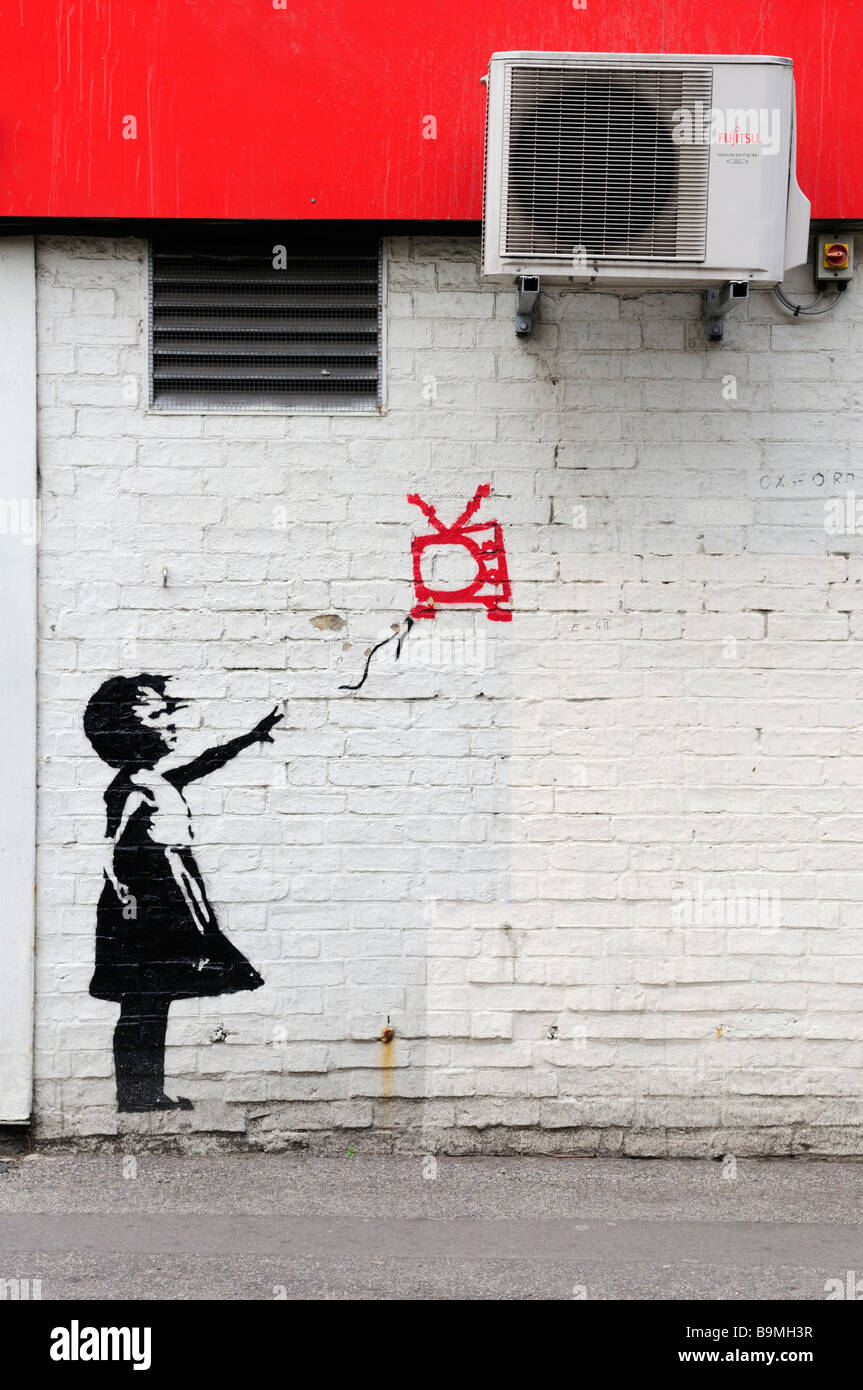 Streetart-Graffiti in Mill Road Cambridge England UK Stockfoto