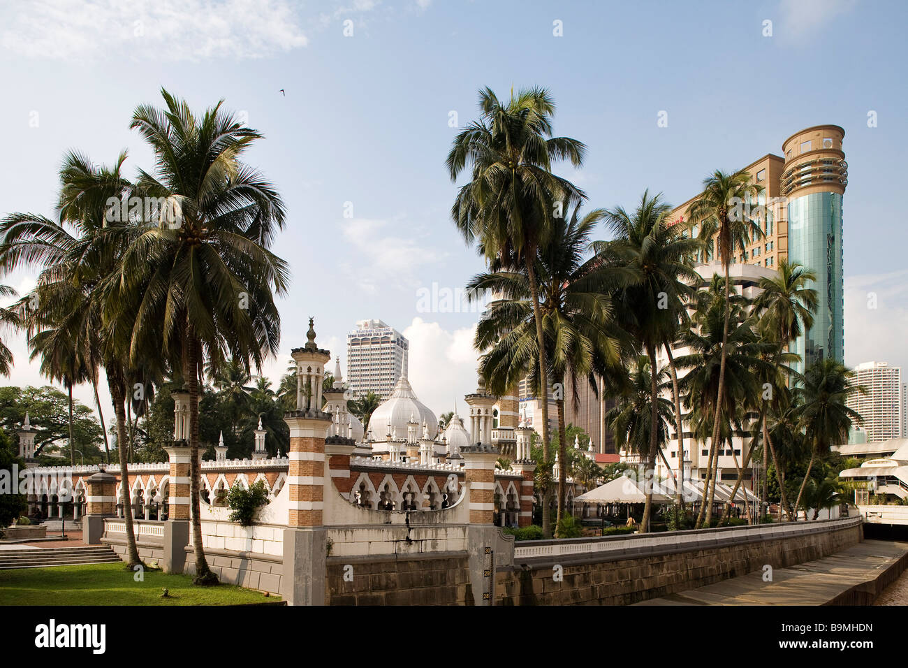 Malaysia, Kuala Lumpur, Innenstadt, Masjid Jamek Moschee am Zusammenfluss der Flüsse Klang und Gombak, die Stadt Stockfoto