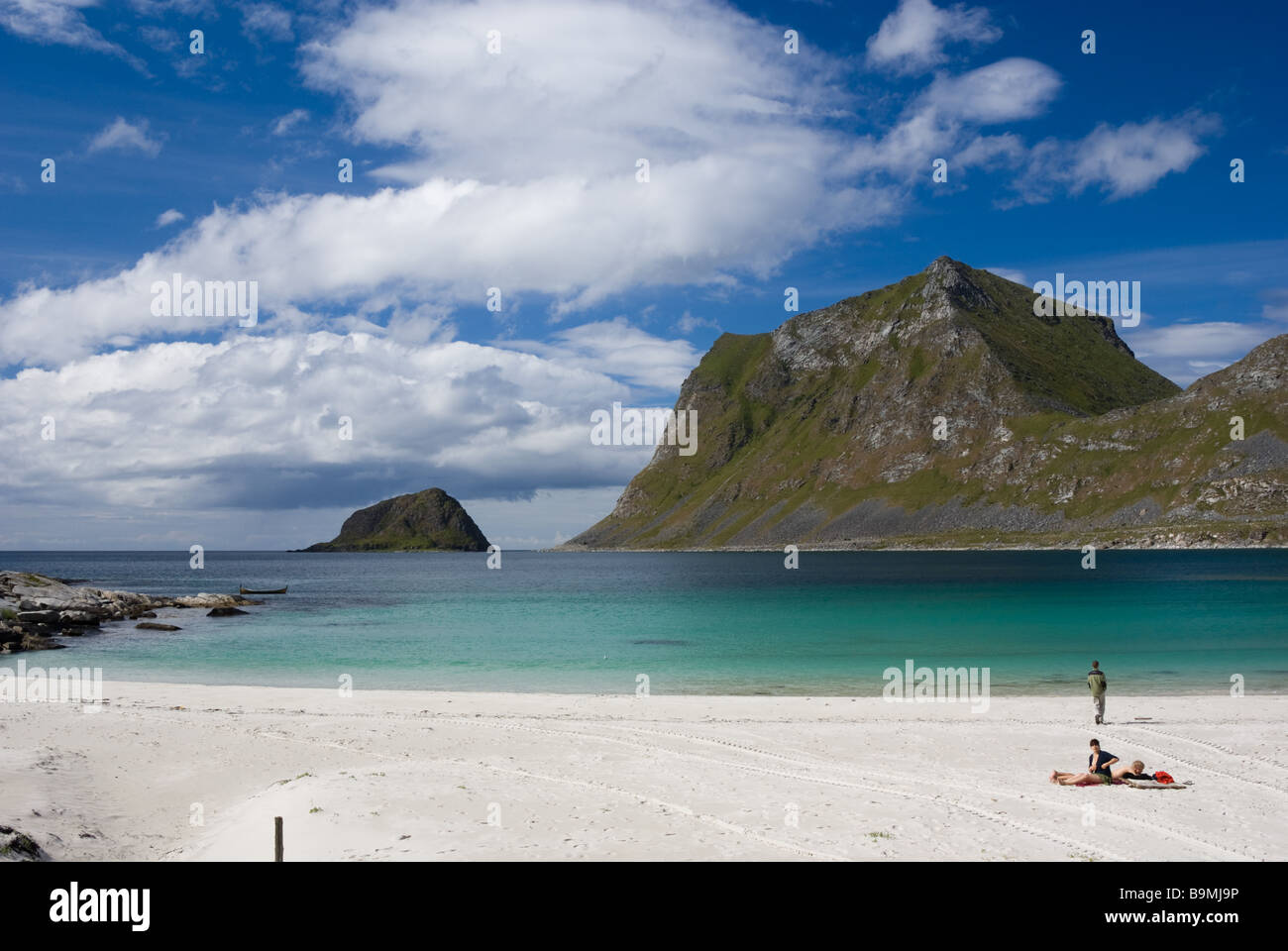 Haukland - Vik Beach, Leknes, Lofoten, Nordland, Norwegen, Skandinavien, Europa Stockfoto