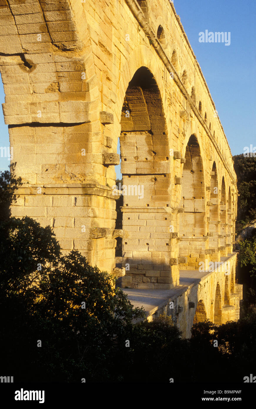 Blick auf Pont du Gard, Provence, Frankreich, Europa Stockfoto