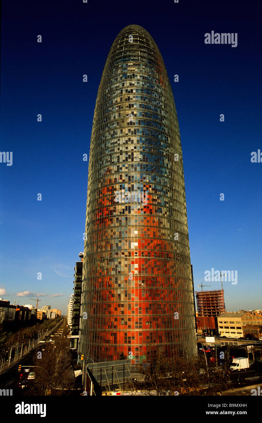 Spanien, Katalonien, Barcelona, den Agbar-Turm (Torre Agbar) von französischen Architekten Jean Nouvel, Sitz für den Barcelona Stockfoto