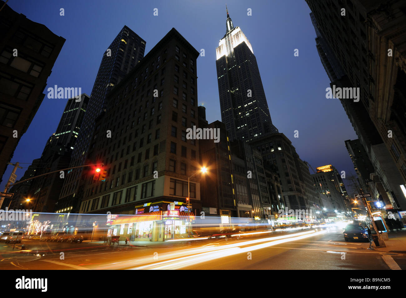 Twilight Empire State Building Stockfoto