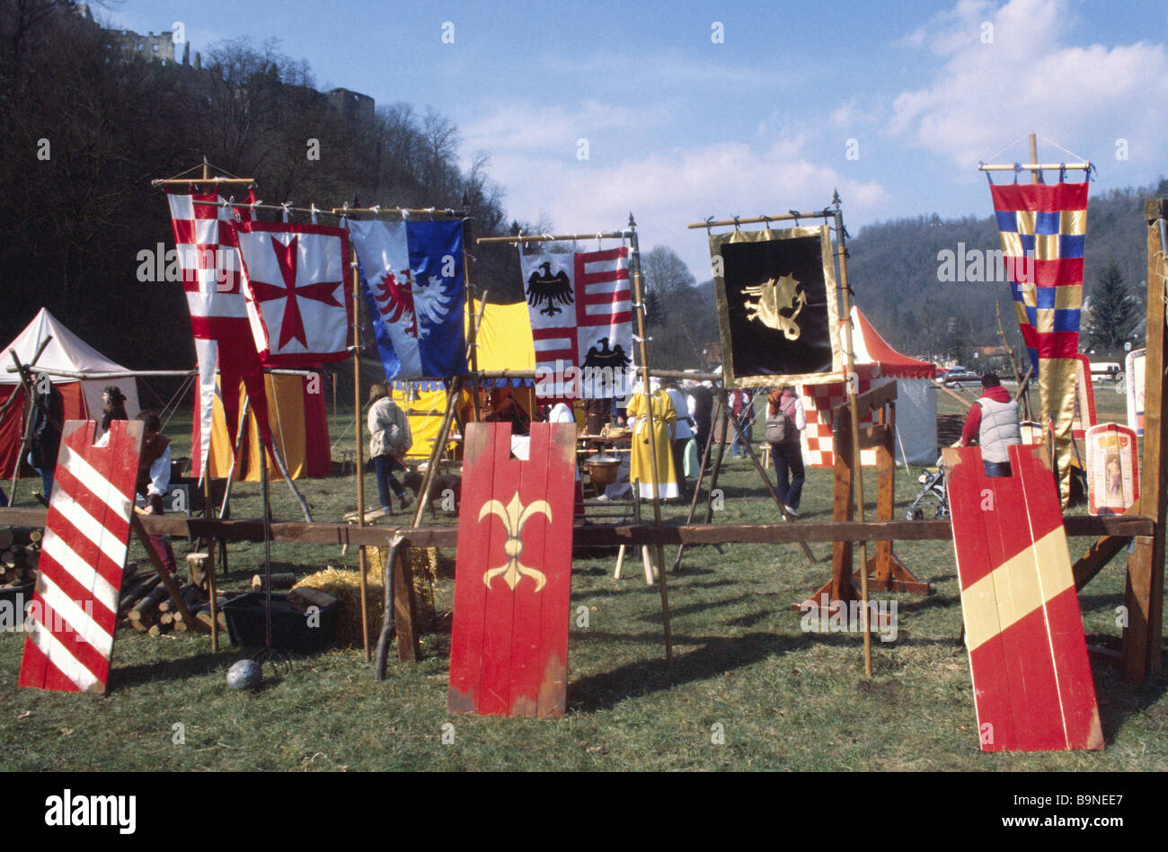 Farbige Schild an Land Fair, Samobor, Kroatien, Europa Stockfoto
