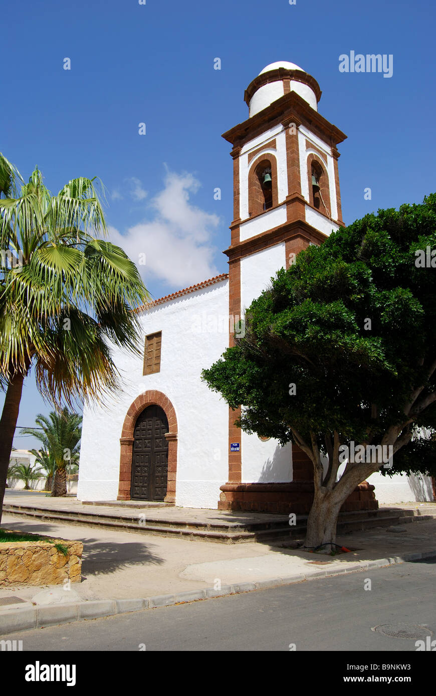 Cruz de Los Caldos Kirche, Plaza Cruz de Los Gaidos, Antigua, Fuerteventura, Kanarische Inseln, Spanien Stockfoto
