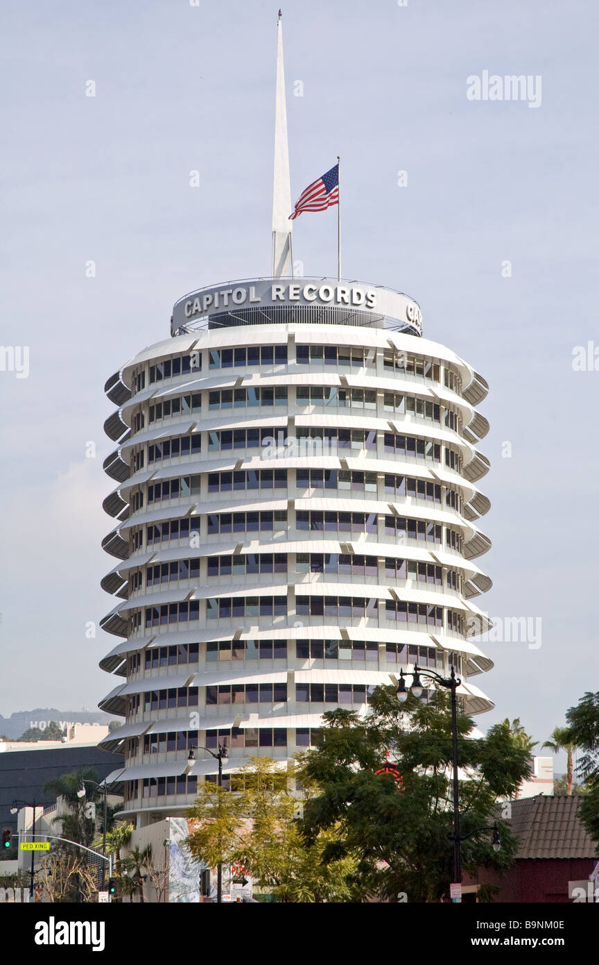 Das Capital Records Tower-Gebäude, Hollywood, Kalifornien Stockfoto