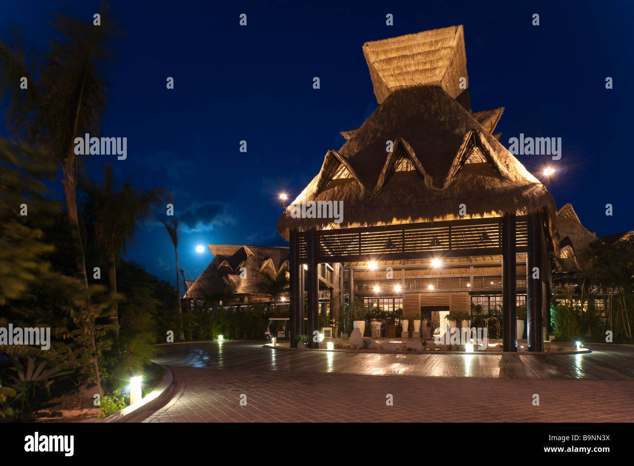 Mexiko Yucatan 2009 Mayan Palace Resort Grand Maya-Playa del Carmen die Rezeption lobby in der Nacht Stockfoto