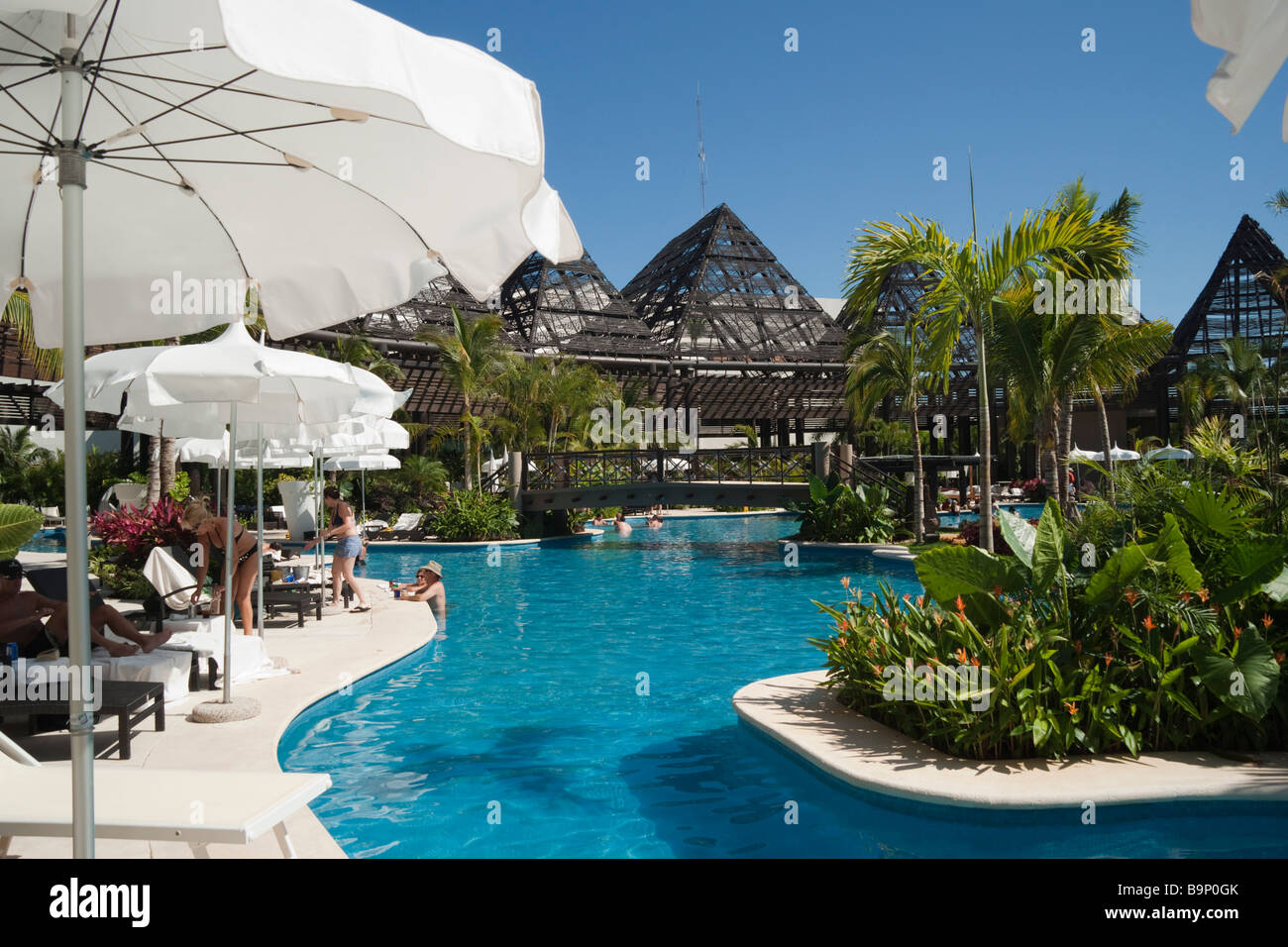 Mexiko Yucatan 2009 Mayan Palace Resort Grand Maya-Playa del Carmen-Schwimmbäder Stockfoto