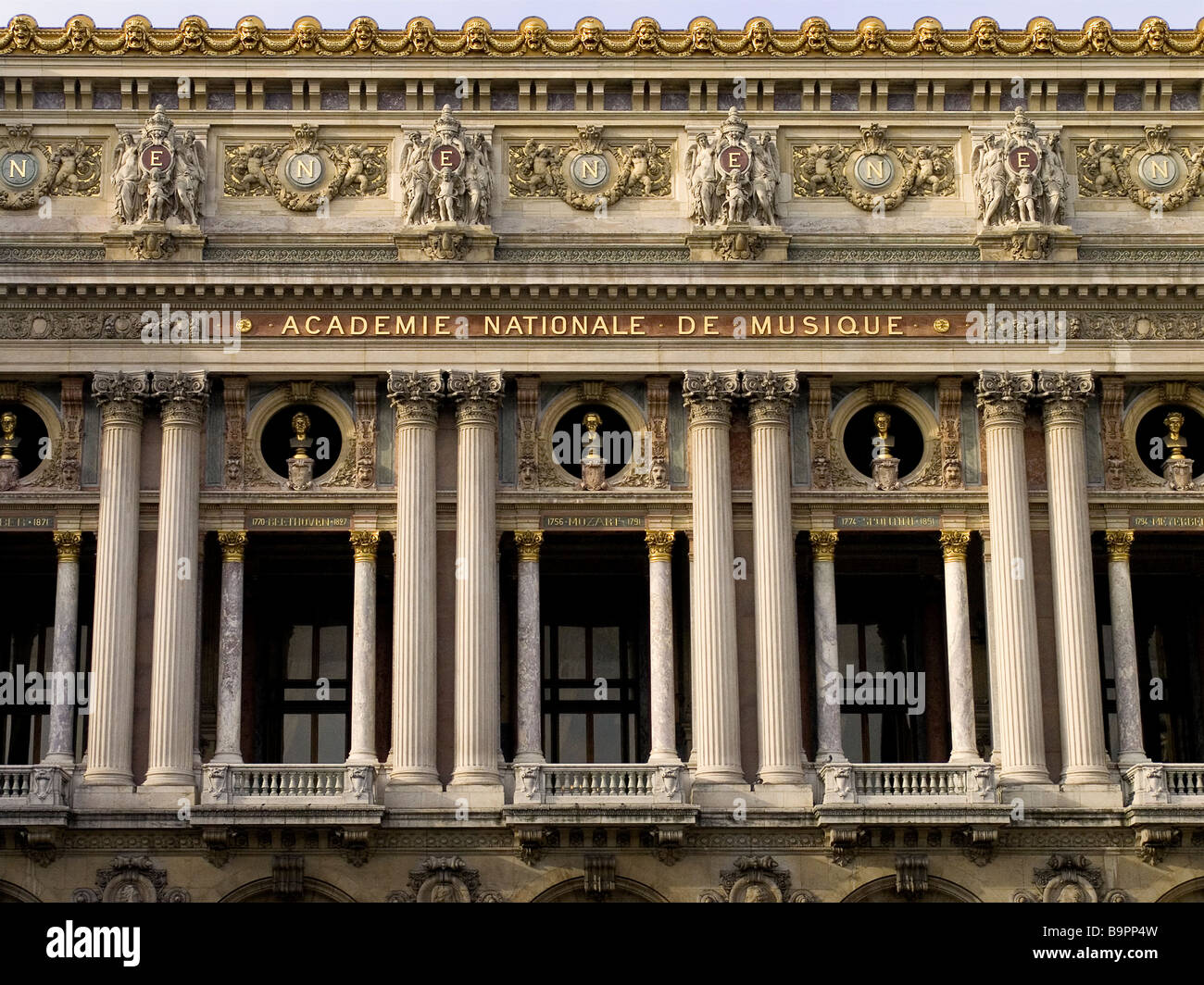 Detailansicht der Akademie Nationale De Musique (Nationale Musikakademie) Paris Frankreich Europa Stockfoto