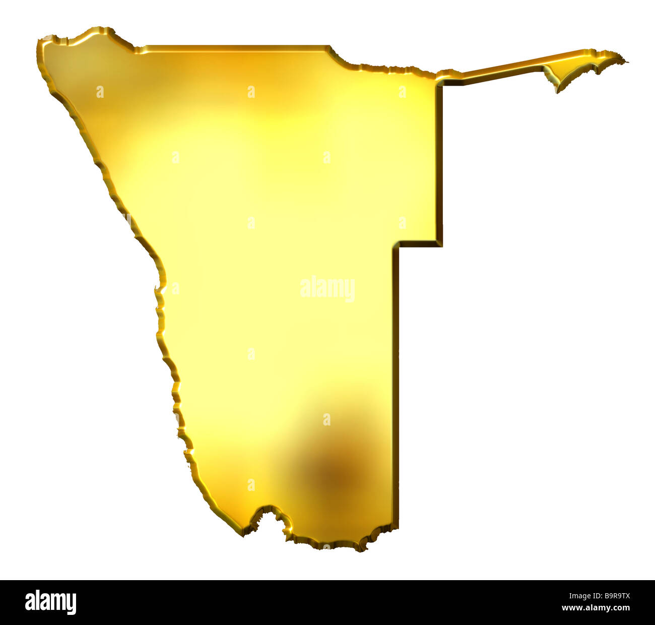 Namibia golden 3D-Karte isoliert in weiß Stockfoto