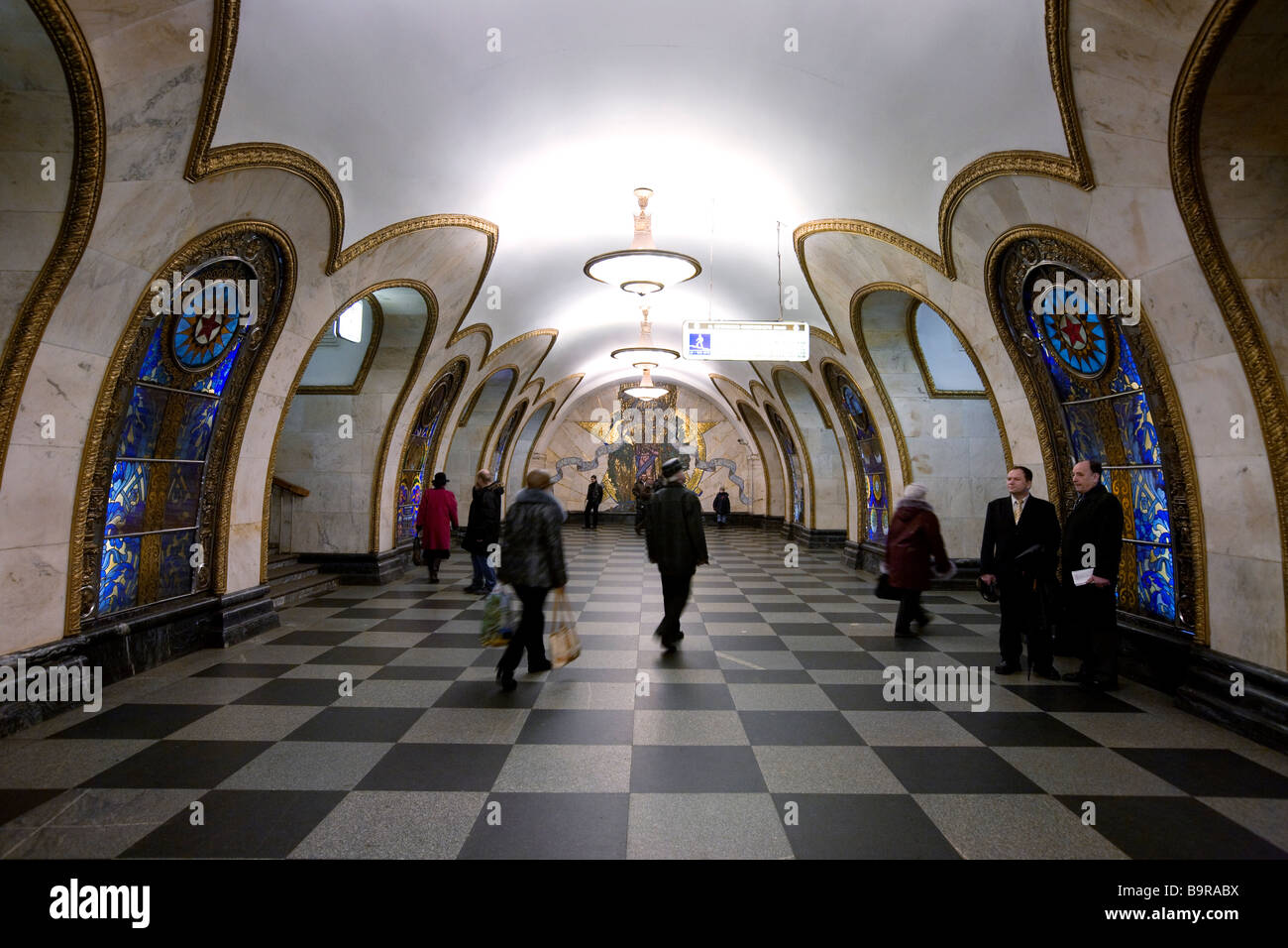 Russland, Moskau, Novoslobodskaja u-Bahnstation Stockfoto
