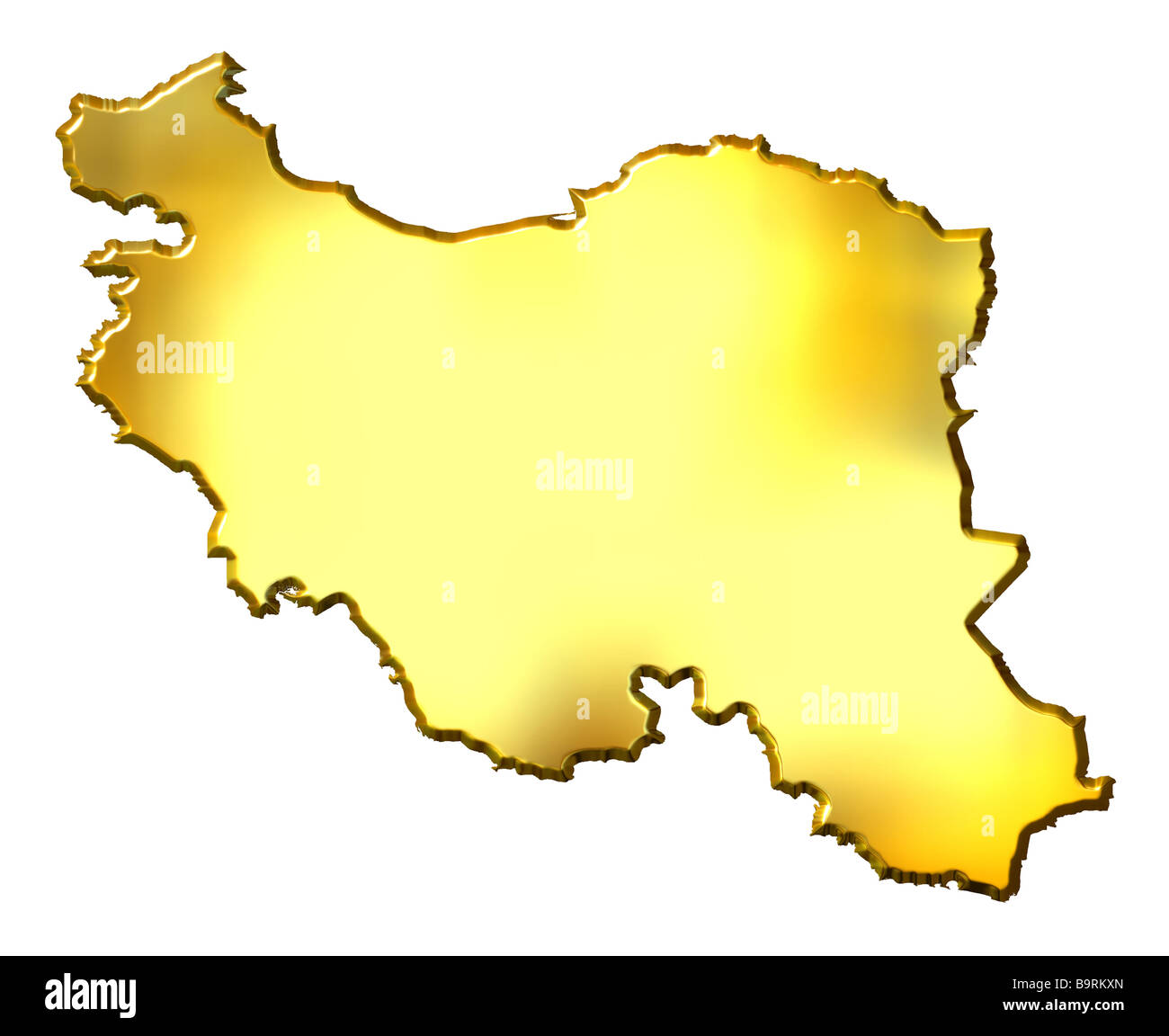 Iran golden 3D-Karte isoliert in weiß Stockfoto Iran golden 3D-Karte isoliert in weiß Stockfoto