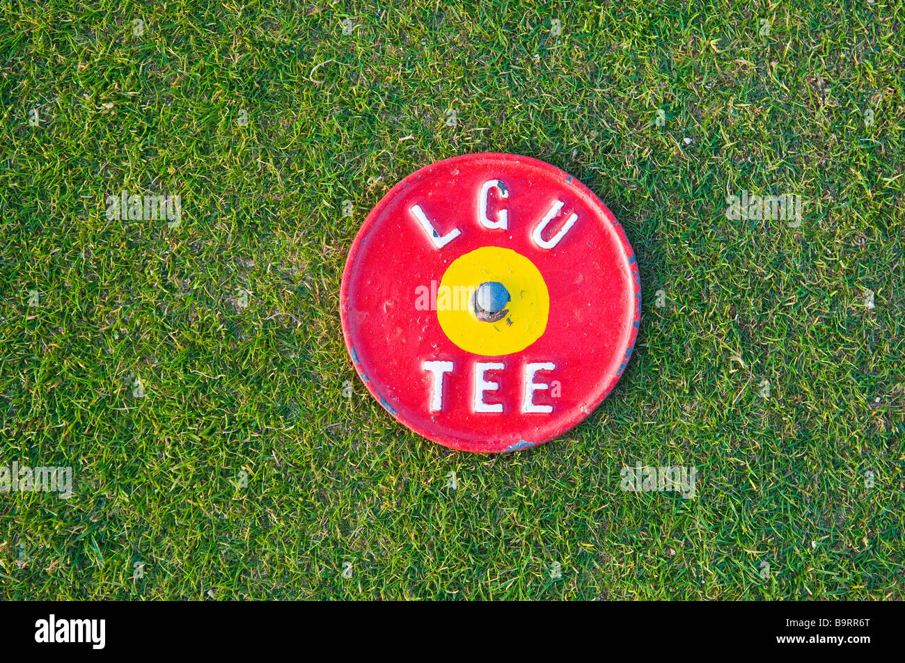 Marker für Ladies Golf Union (LGU) auf ein Golftee Stockfoto