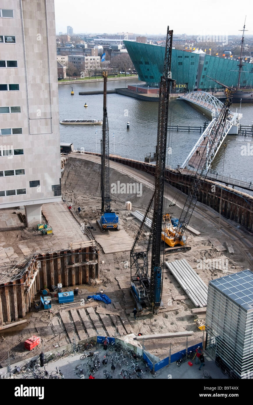 Luftbild neue Metroline Construction Site Amsterdam Stockfoto