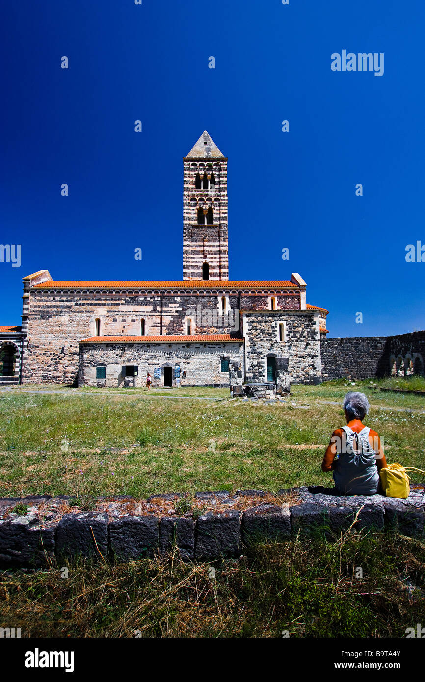 Basílica De La Santissima Trinità de Saccargia (Basilika der Heiligen Dreifaltigkeit Saccargia). Sardegna. Italien Stockfoto