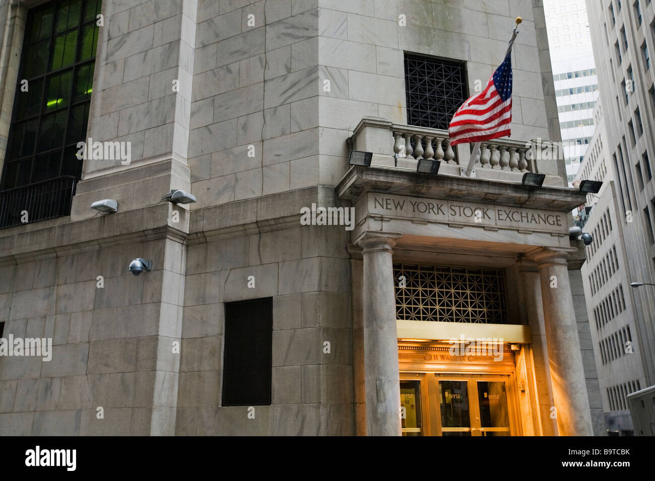 New Yorker Börse, Wall Street, Lower Manhattan, New York City, Vereinigte Staaten von Amerika, USA. Stockfoto