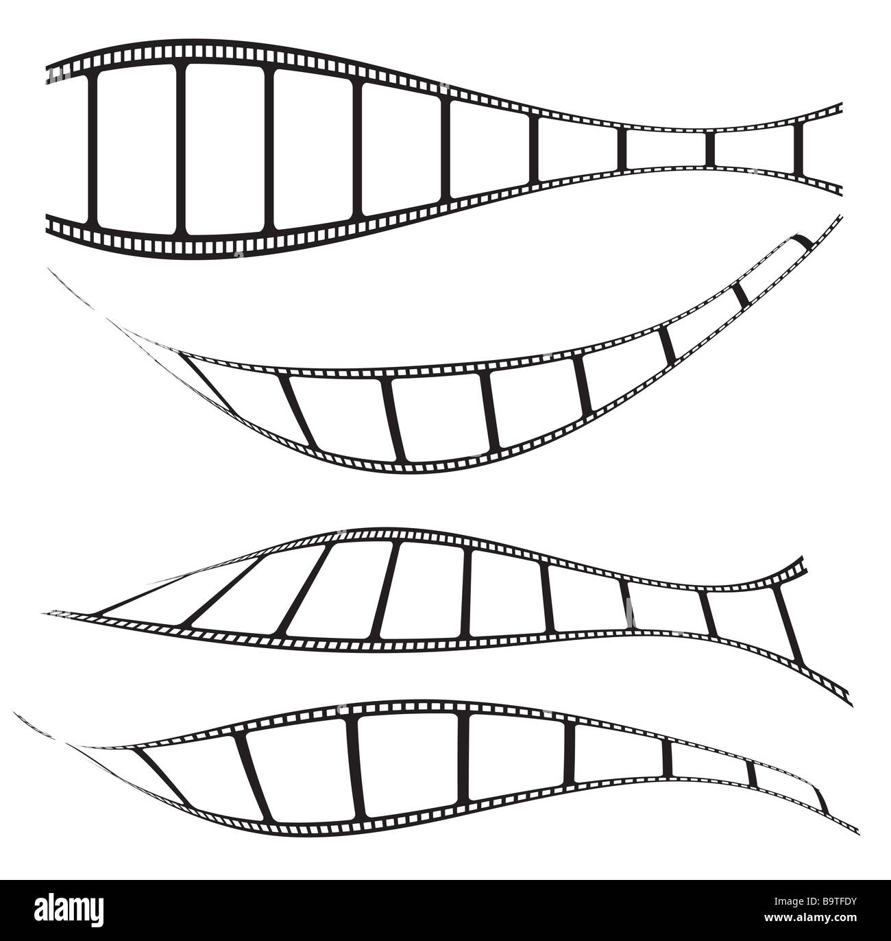 Sammlung von vier Stücke des Films in verschiedenen Positionen gewinkelt Stockfoto