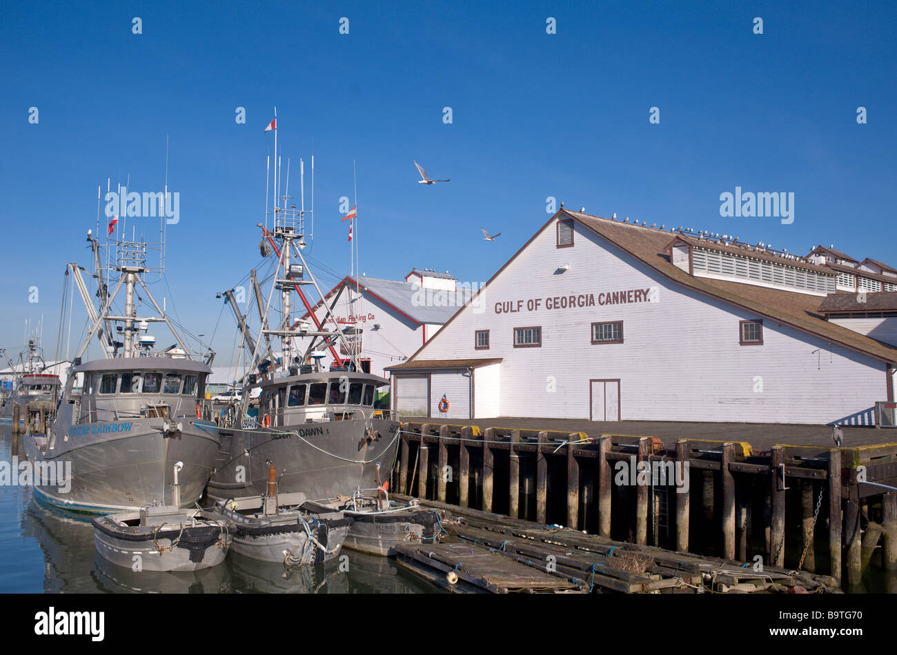 Steveston British Columbia Fischerdorf am Fraser River die größte Fischereiflotte in Kanada Stockfoto