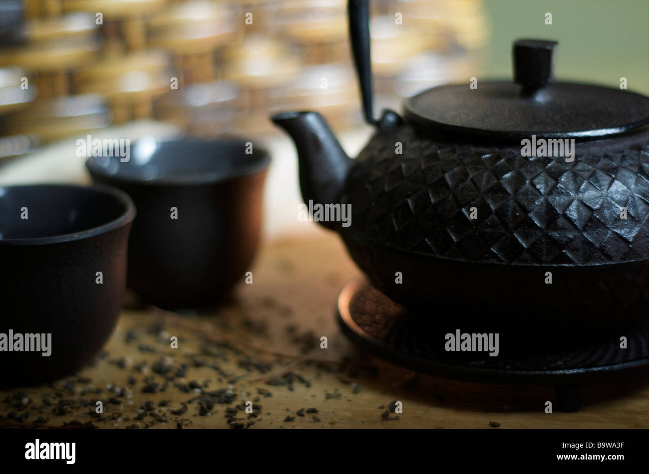Japanische Teekannen Aus Gusseisen Stockfoto