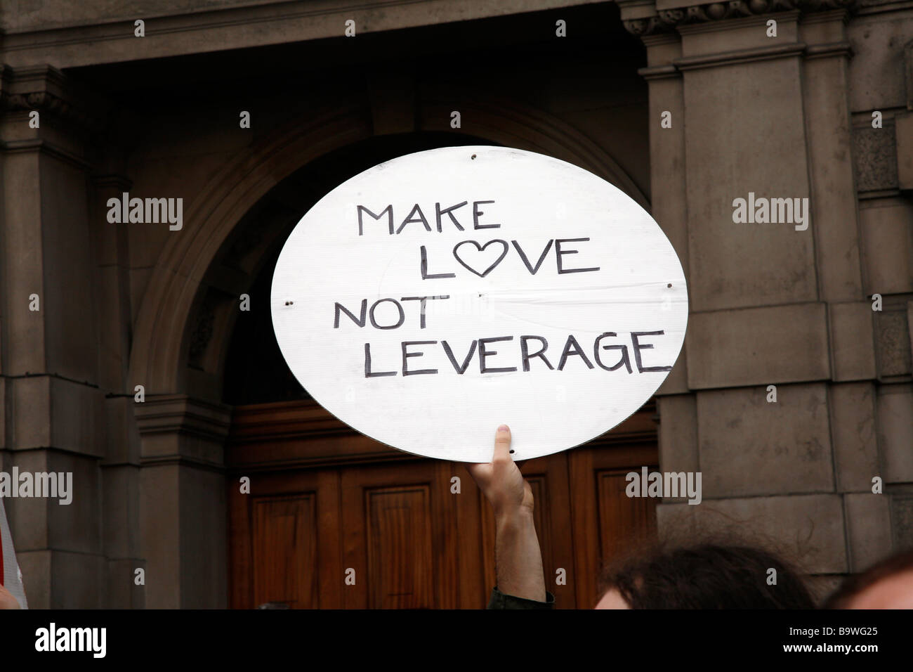 G20-Protest im Zentrum von London, außerhalb der Bank of England. Stockfoto