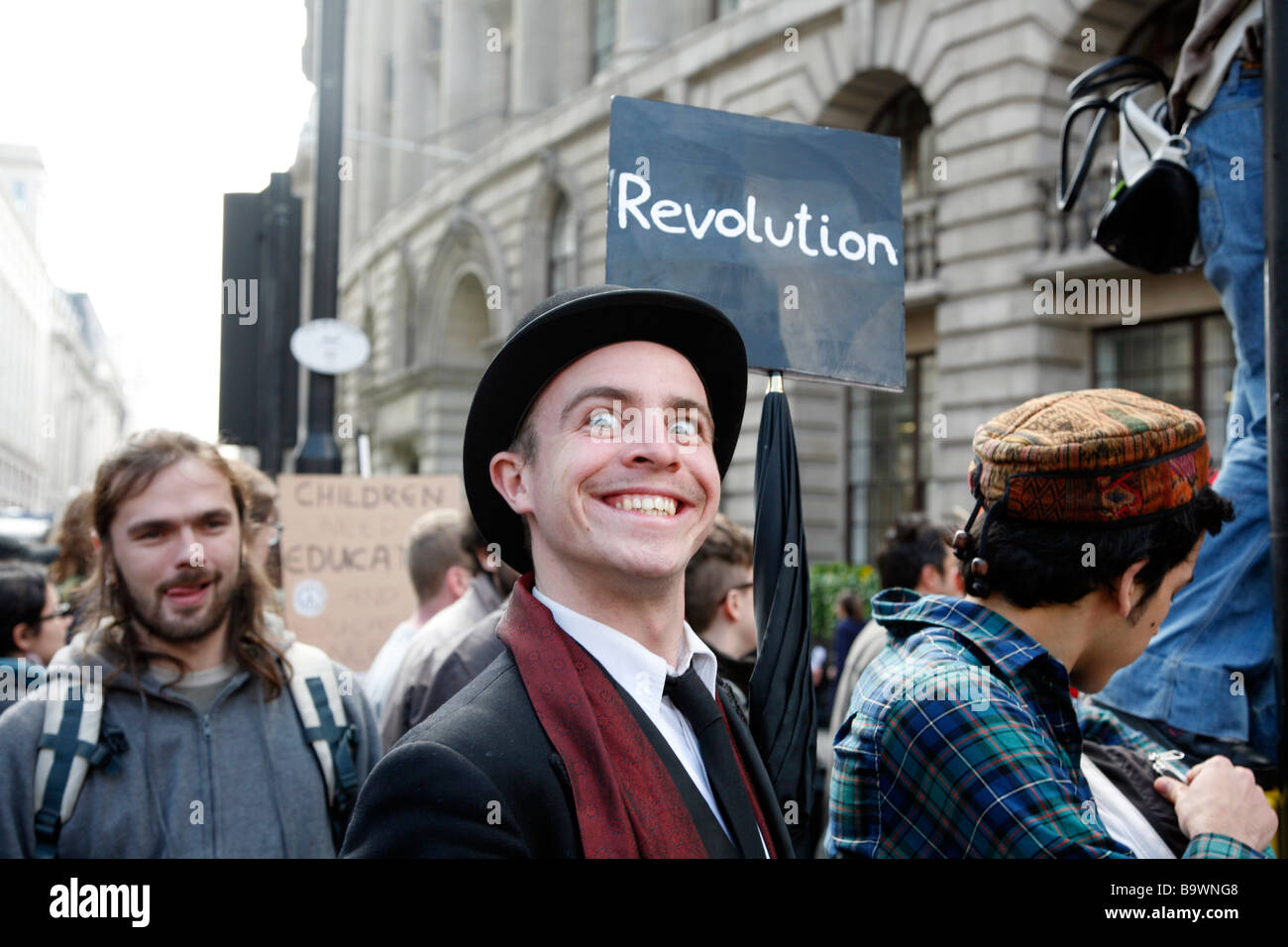 G20-Protest im Zentrum von London, außerhalb der Bank of England. Stockfoto