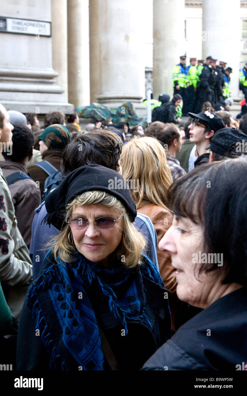 Schauspieler Julie Christie in den G20 Proteste, 1. April 2009 Stockfoto