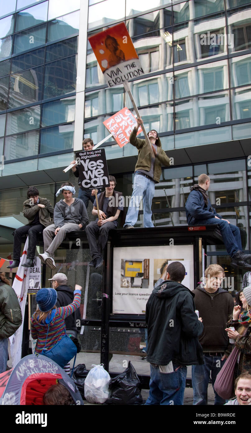 G20-Gipfel protestiert - Bishopsgate - City of London Stockfoto