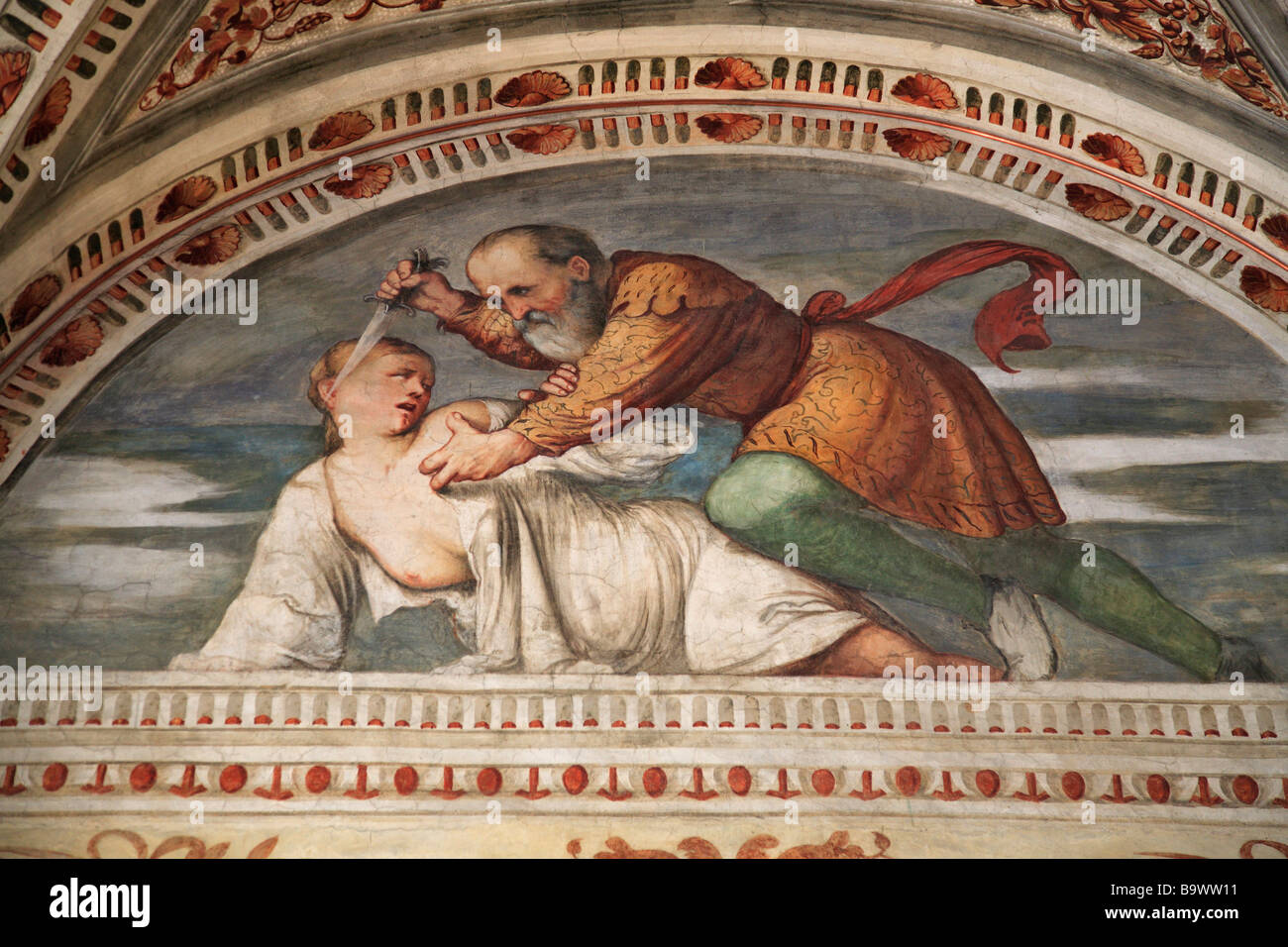 Fresko an der Loggia del Romanino Castello del Buonconsiglio Trient Trento Trentino Italien Stockfoto