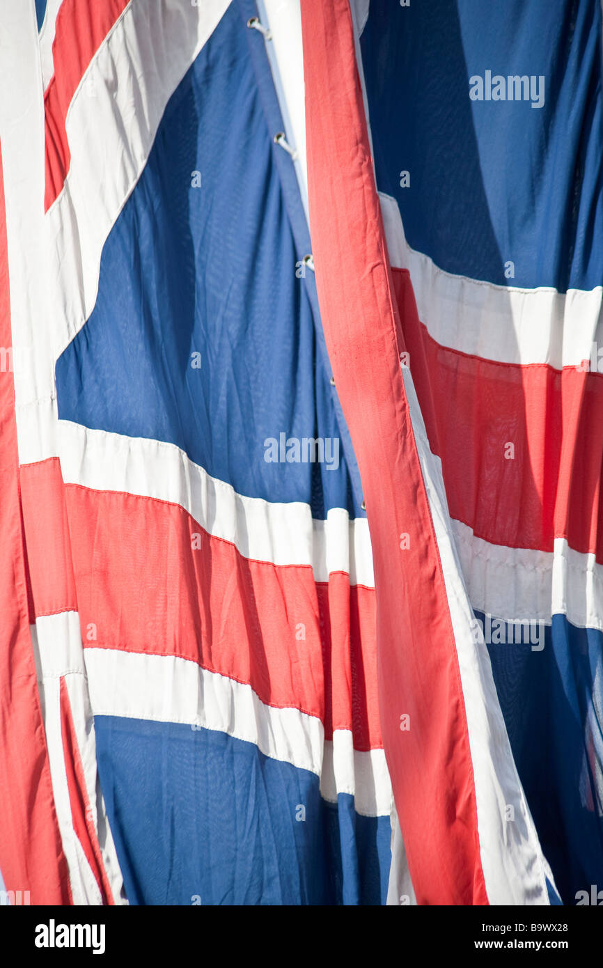 Nahaufnahme des Union Jack-Flaggen. London, England, Vereinigtes Königreich Stockfoto