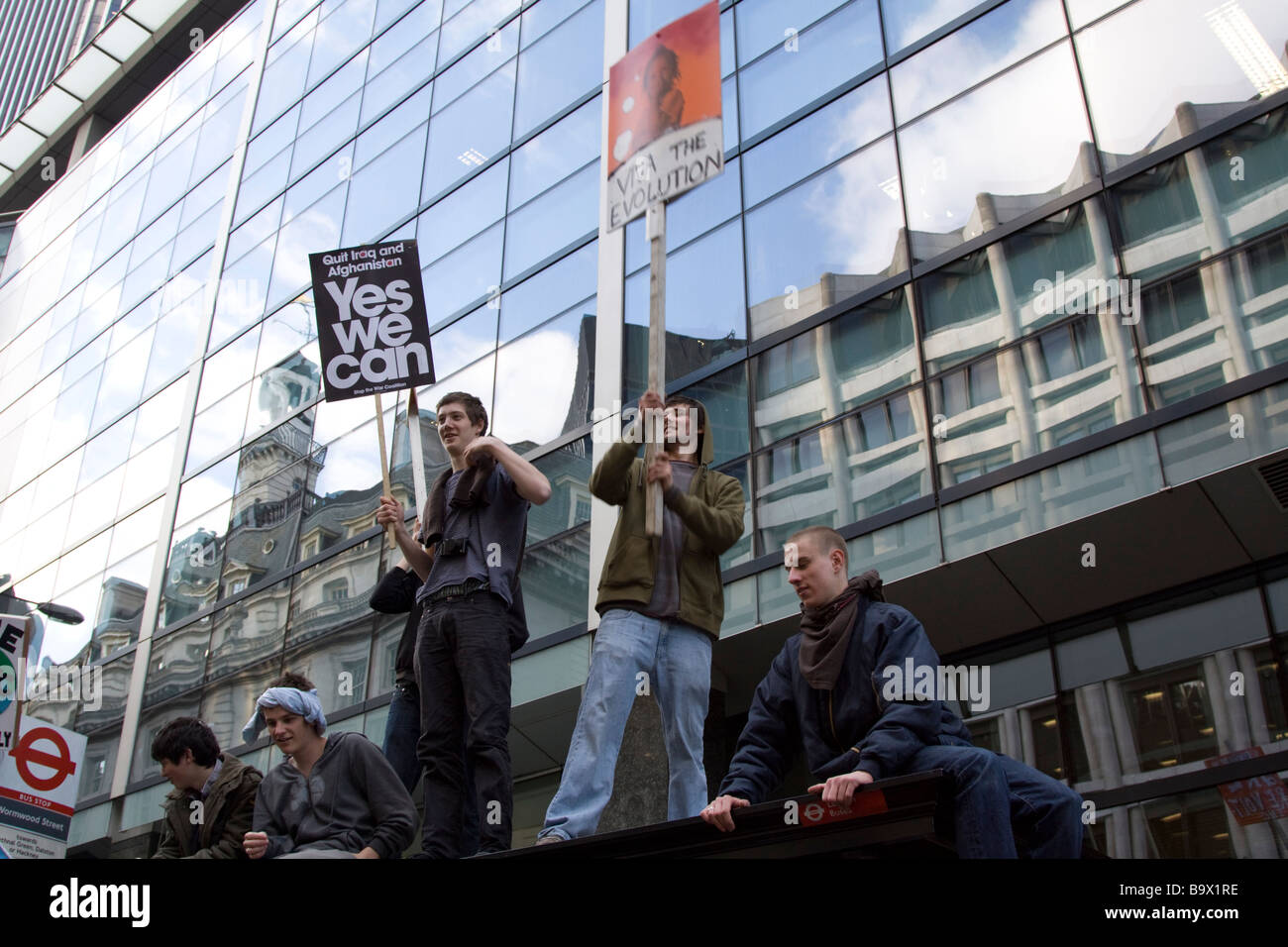 G20-Gipfel protestiert - Bishopsgate - City of London Stockfoto