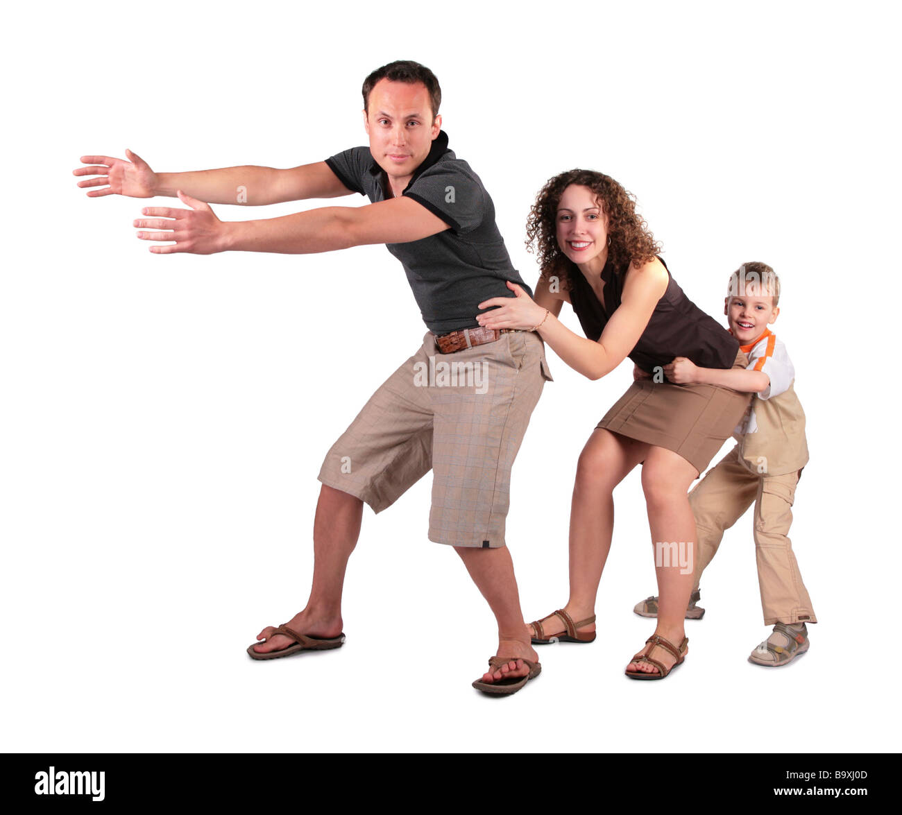 Sohn und Mutter halten Sie für Vater Kette Stockfoto