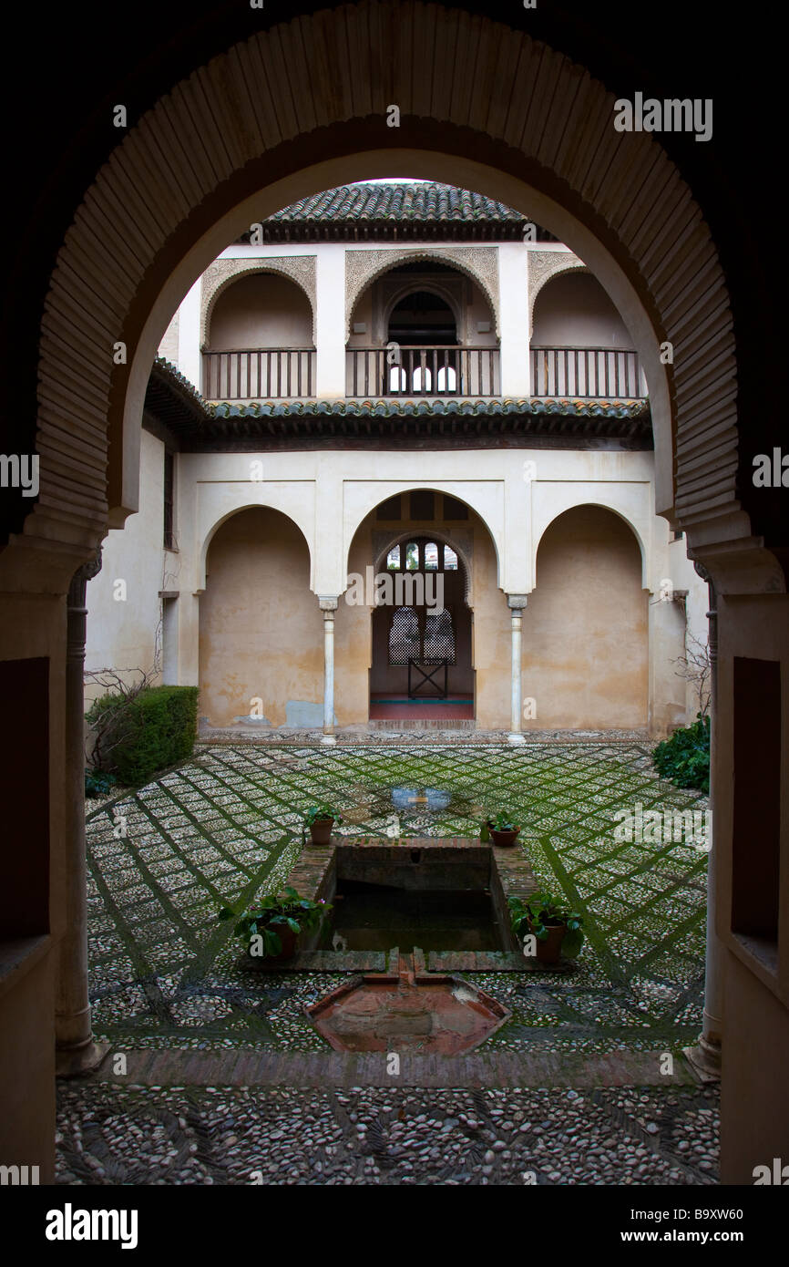 Innenhof im Dar al Horra Palast in Granada Spanien Stockfoto