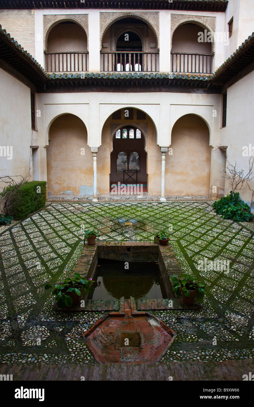 Innenhof im Dar al Horra Palast in Granada Spanien Stockfoto