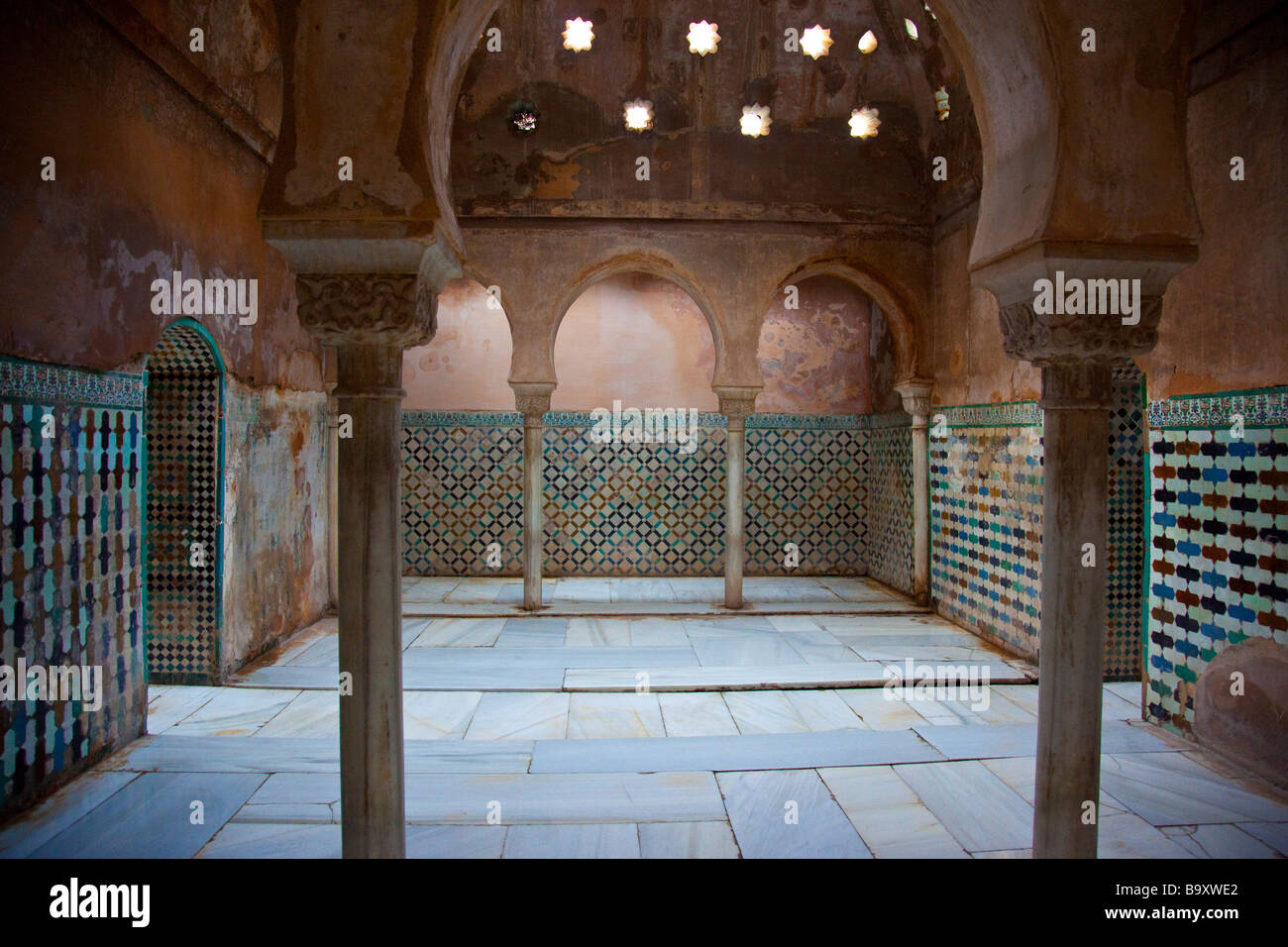 Hamam im Inneren des Palastes in der Alhambra in Granada Spanien Stockfoto