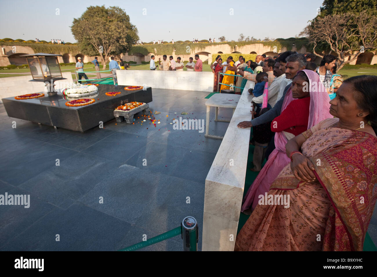 Gandhi Samadhi Gedenkstätte Raj Ghat in Delhi Indien Stockfoto