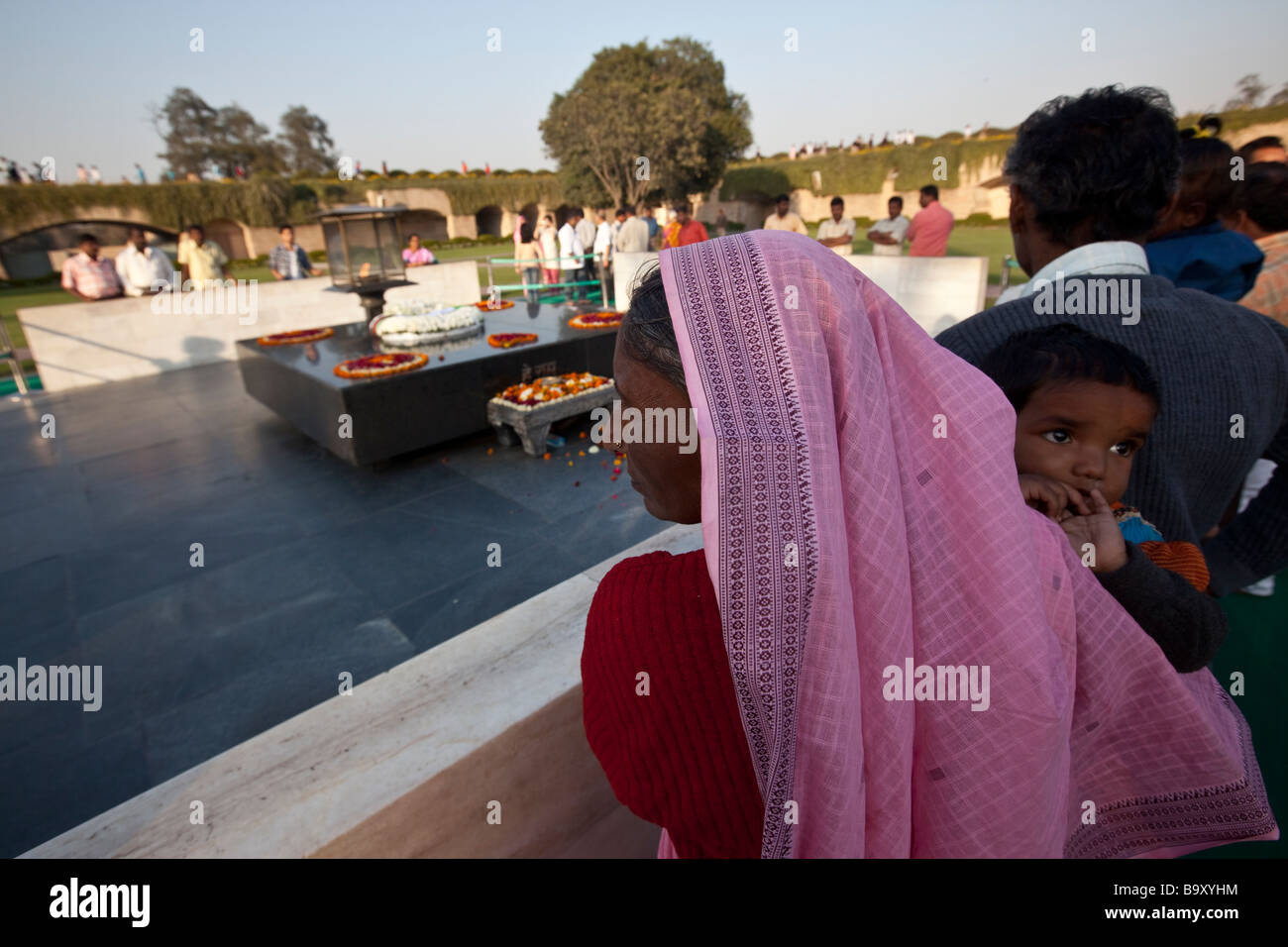 Gandhi Samadhi Gedenkstätte Raj Ghat in Delhi Indien Stockfoto