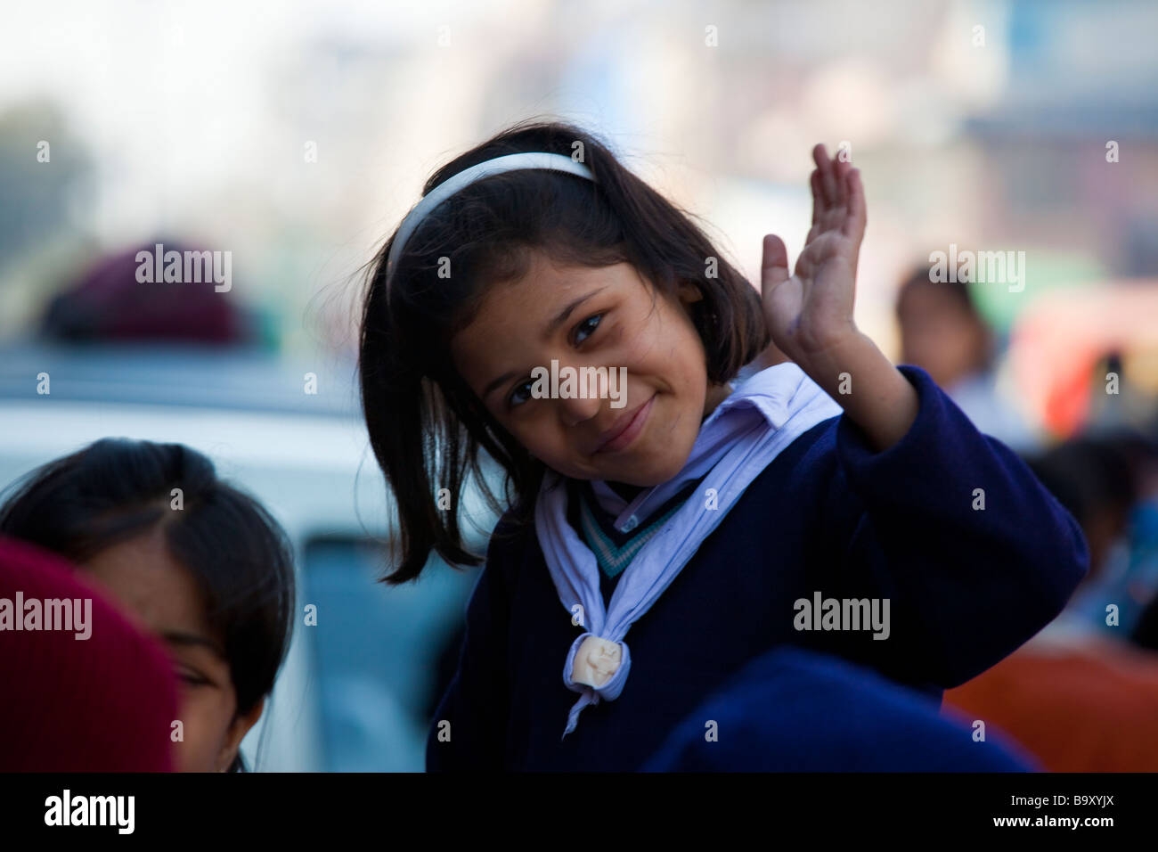 Schulmädchen tragen Schuluniform in Alt-Delhi Indien Stockfoto
