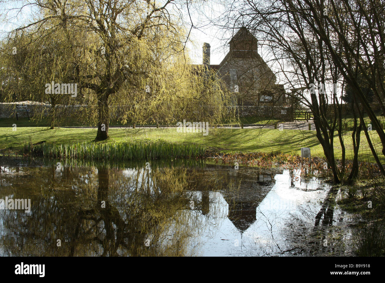 Dorf Teich, Friston, Sussex, England Stockfoto