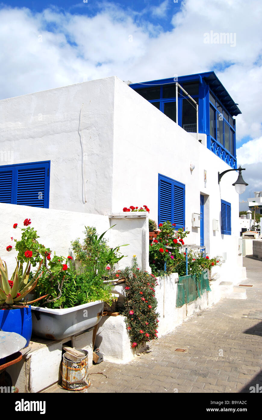 Weiß getünchten Haus, El Golfo, Lanzarote, Kanarische Inseln, Spanien Stockfoto