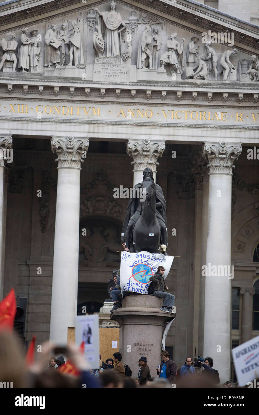 G20-Kernschmelze Protest außerhalb der Bank of England Stockfoto