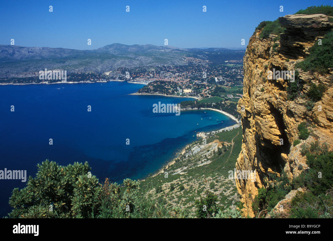 Corniche des Cretes, Küstenstraße, Cassis, Cote d Azur, Frankreich Stockfoto