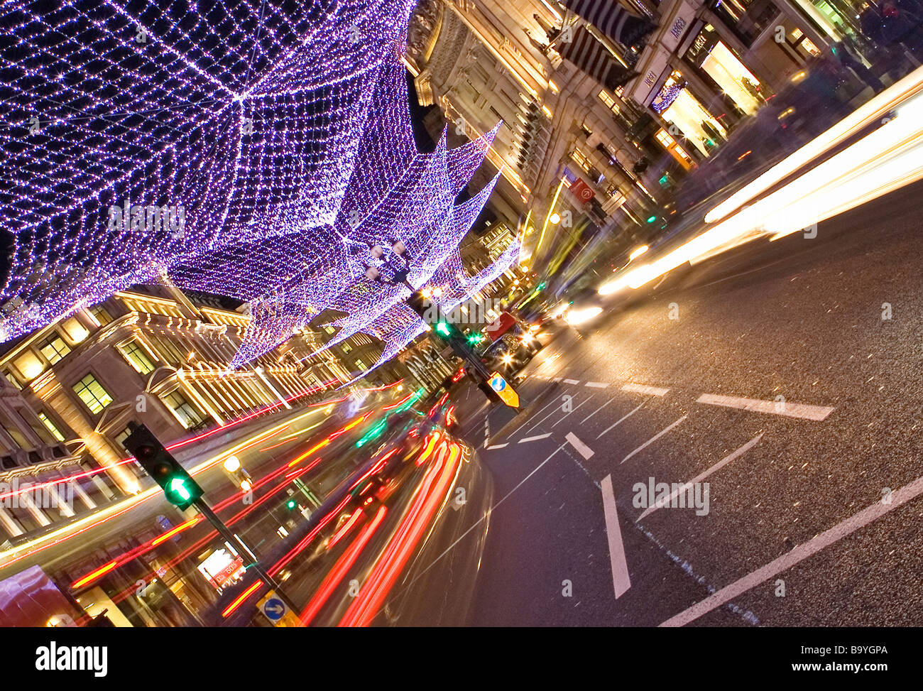 Weihnachtsbeleuchtung, Regent Street, London England Stockfoto