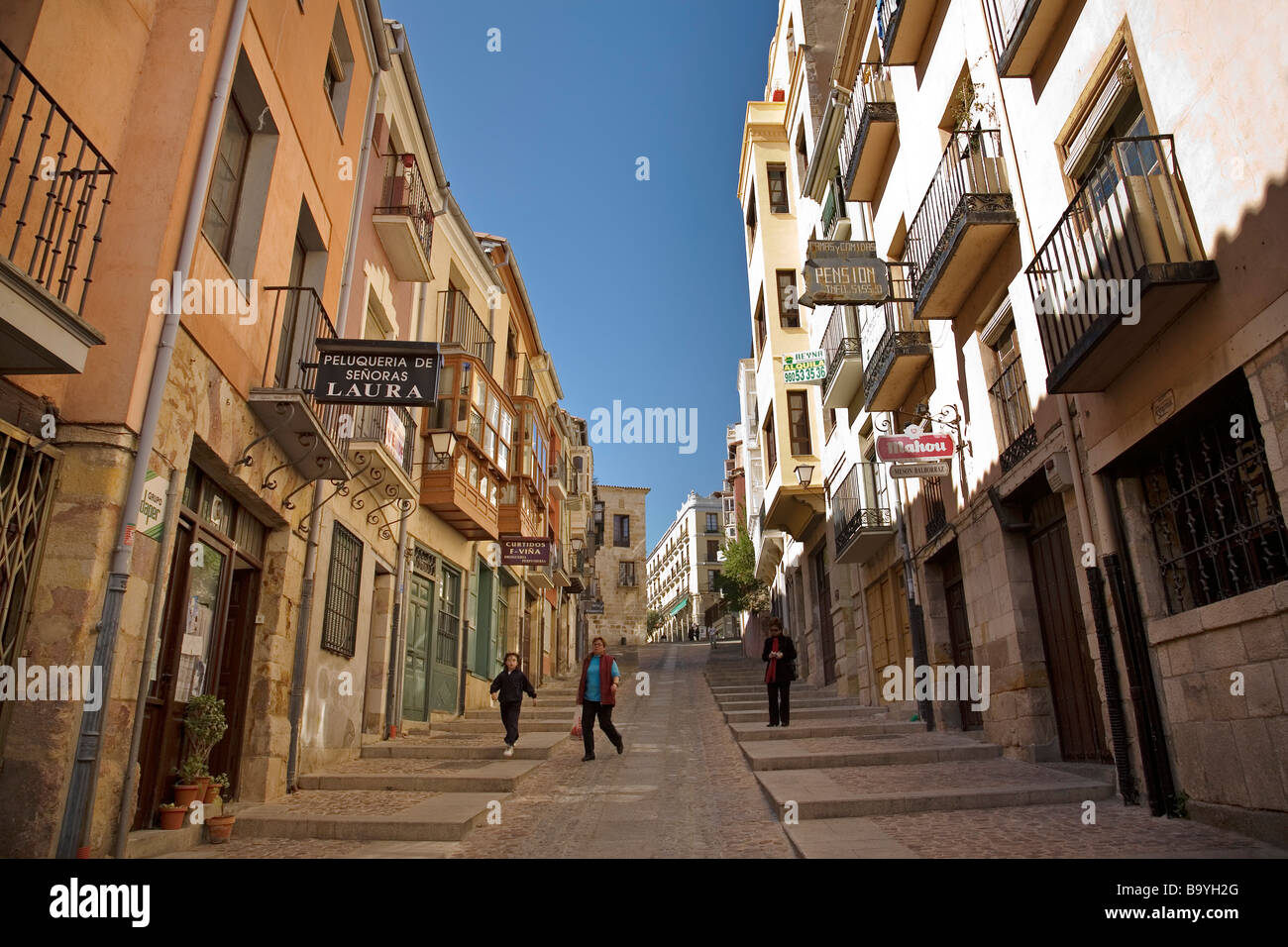 Straße im historischen Zentrum von Zamora Castilla Leon Spanien Stockfoto