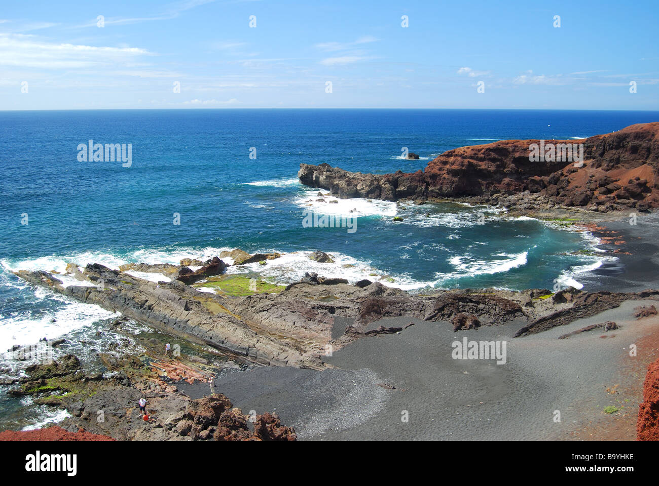 Zerklüftete Küste, El Golfo, Lanzarote, Kanarische Inseln, Spanien Stockfoto