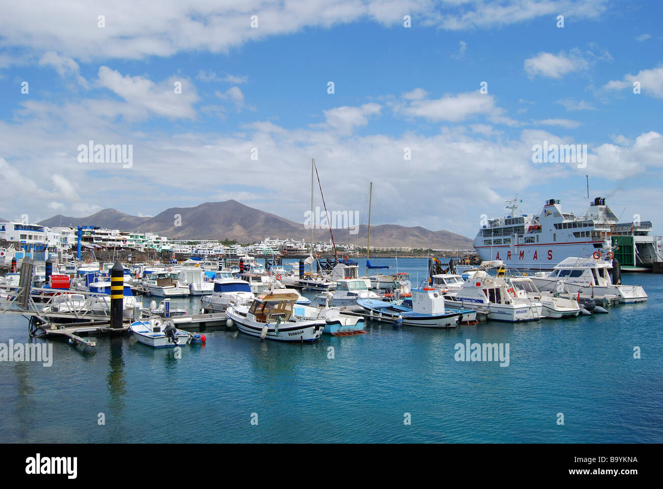 Hafen Marina, Playa Blanca, Lanzarote, Kanarische Inseln, Spanien Stockfoto