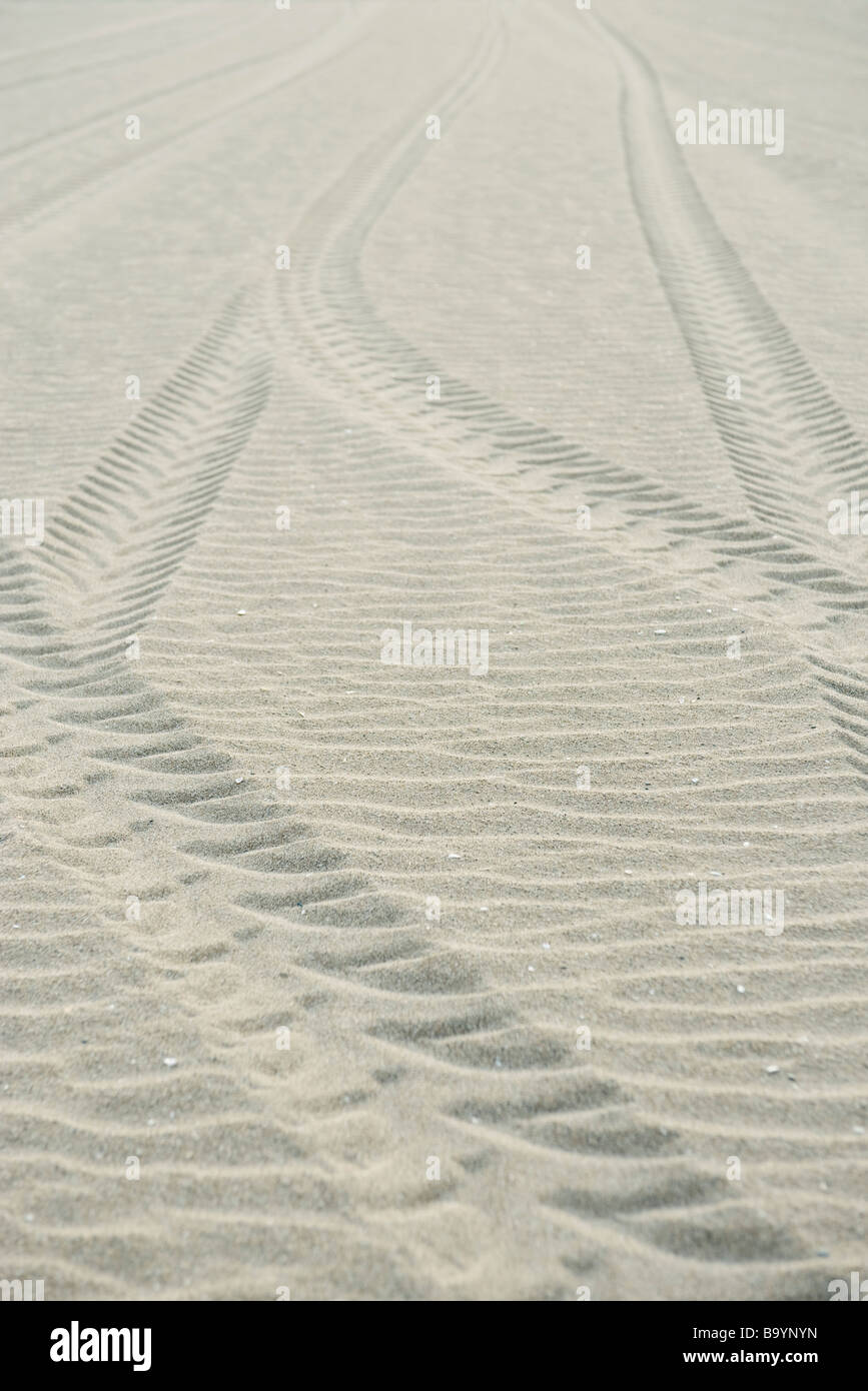 Reifenspuren auf sand Stockfoto