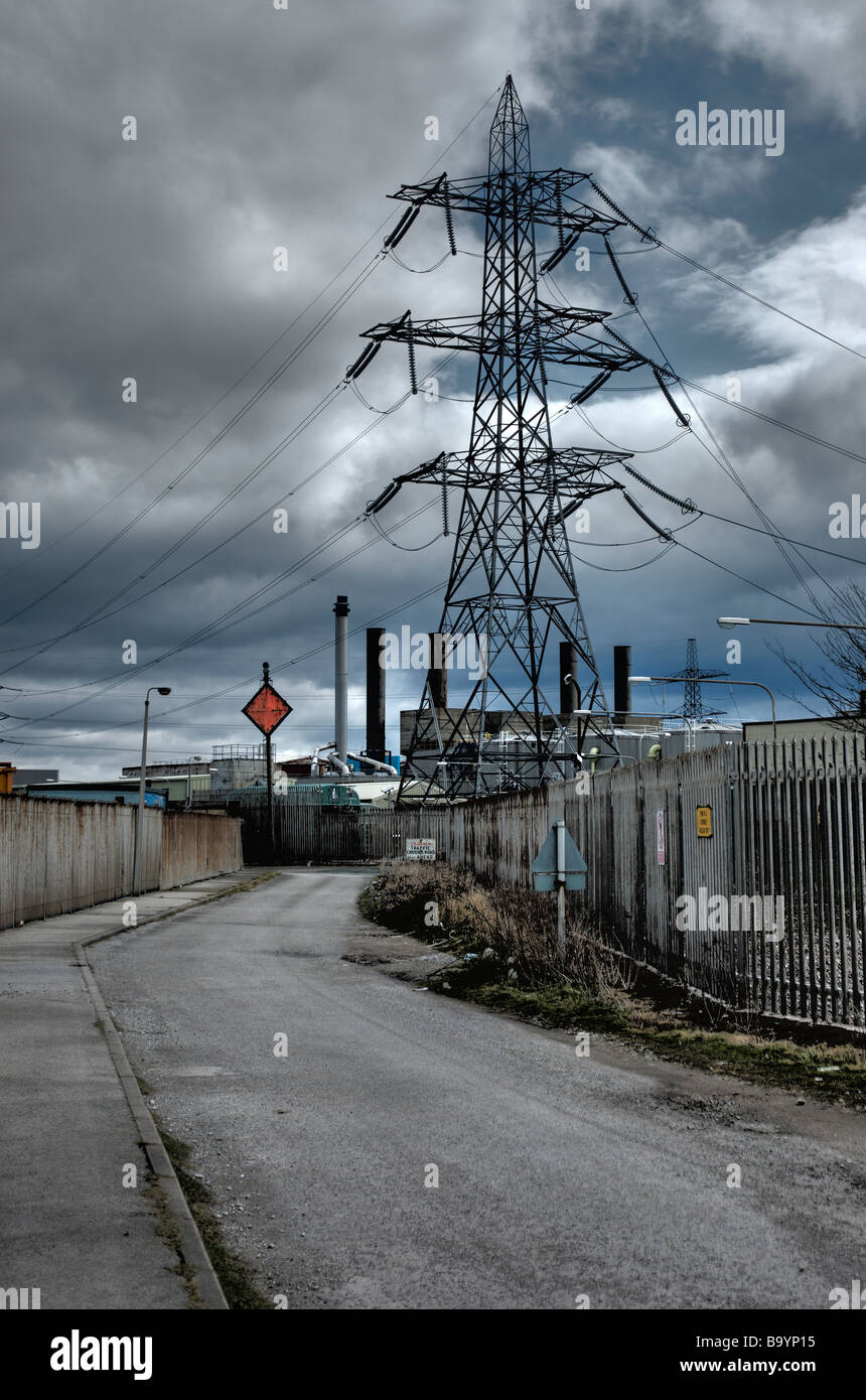 HDI-Bild des Strommastes im Kernkraftwerk Heysham, Lancashire Stockfoto
