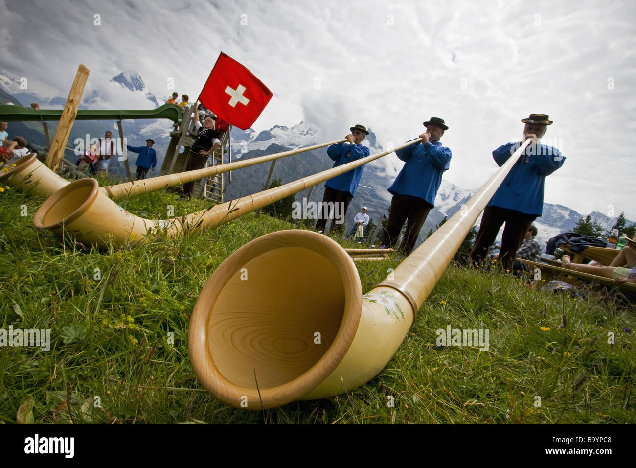 Volksfest Mürren Schweiz Stockfoto